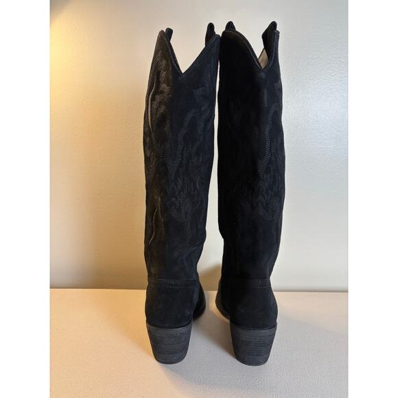 Jeffrey Campbell Rancher Knee High Western Boot Black Oiled Suede Size 7 NEW! - Picture 4 of 12